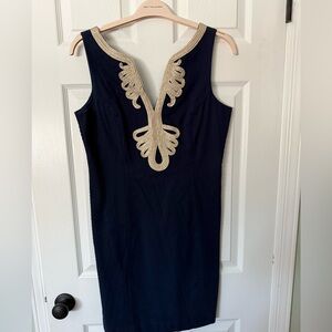 Lilly Pulitzer Navy Dress with Gold Accents